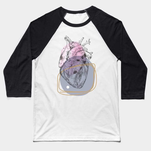 Anatomical heart, engraving drawing. Baseball T-Shirt by Olga Berlet